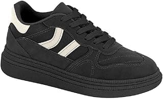 Tênis casual preto e branco com três listras laterais
