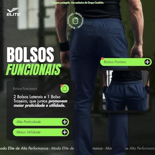 ELITE Calça Esportiva Microfibra Peletizada Multisport Masculina Adulto, Marinho, EG5