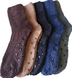 Genérico 2 pares Meia Felpuda Cano médio Antiderrapante masculina feminina Lisa N 36a43 Adulto atoalhada frio inverno quentinha borrachinha
