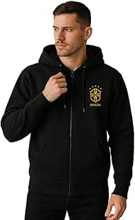Genérico Moletom com Zíper Seleção Brasileira Copa do Mundo com Emblema Dourado Brasil flanelado Estilo Casual Esportivo