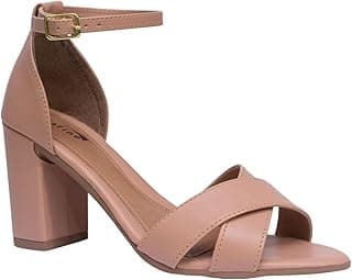 Sandália Alafine Salto Bloco Grosso Brilho Moda Feminina