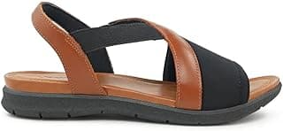 Sandália Casual Feminina Usaflex Confort Tiras Cruzadas Com Elástico Couro Lycra AA 3008 Preto