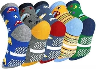 Alastro Company Meia Infantil Feminina/Masculina Antiderrapante, 2-10 Anos, Kit com 6 Pares, Lavagem Facilitada, Confortável