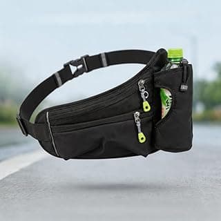 1 pacote de cintura, cinto de hidratação impermeável com suporte para garrafa de água, pochete ajustável para corrida, caminhada, ciclismo, preto