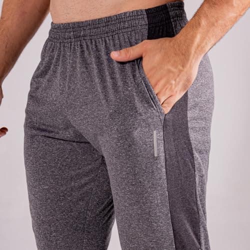 Kit 2 Calças Masculinas Esportivas Slim Fit Preto e Cinza Mescla Calça Comprida (BR, Alfa, M, Regular, Regular, Preta + Cinza)