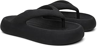 Chinelos femininos pretos QueroShoes com plataforma antiderrapante