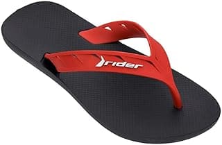 Chinelo masculino Rider STREET AD preto e vermelho com logo branco