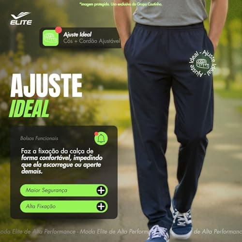 ELITE Calça Esportiva Microfibra Peletizada Multisport Masculina Adulto, Marinho, EG5
