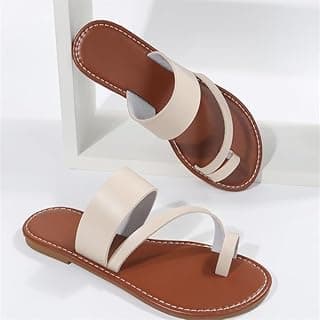 Generic Chinelos femininos plus size com gravata cruzada, sapatos casuais de verão com bico aberto, sandálias de praia de um pé