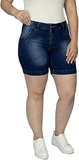 Almix Bermuda Jeans Feminina Shorts Meia Coxa Lycra