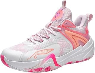 Tênis de basquete feminino branco e rosa de cano alto