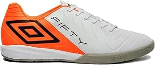 Chuteira Umbro Futsal Fifty Vi League Branco Laranja Fluor e Preto