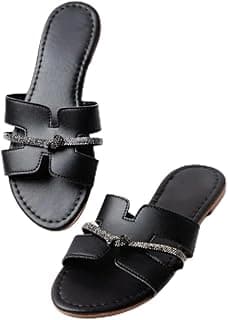 Genérico Sandália Rasteira Feminina H com detalhe Moda Blogueira Tiras Largas, Solado de Borracha, Estilo Casual Elegante, Confortável Dia a Dia
