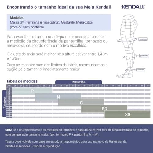 Meia 3/4 Média Compressão Sem Ponteira, Kendall, Feminino, Mel, GG