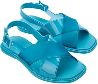 Sandália feminina Cleo ciano da Melissa, tiras cruzadas, sola de borracha, design moderno.