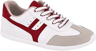 Tênis casual Moleca branco e vermelho com cadarço vermelho e logo 'H' em vermelho e cinza.