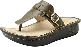 Alegria PG Lite Alegria Kennedi – Sandália de couro ajustável – Conforto atemporal, suporte de arco e sapato feminino elegante para elegância diária e antiderrapante – Profissionais de enfermagem e saúde, Oliva,