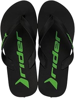 Chinelos Masculinos Rider Feel Urban Dedo, pretos com detalhes em verde fluorescente