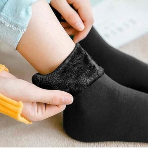 Kit 3 Pares Meia Térmica Flanelada Fleece Unissex, Meias de Inverno para Frio Intenso