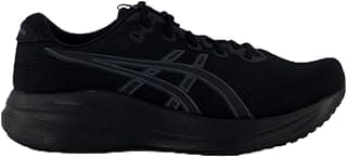 Tênis Asics Gel Excite 11 Preto, design de malha, logotipo Asics, fundo branco