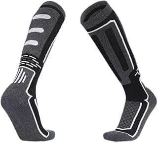 Genérico 2 Pares Meias Térmicas de Inverno Meias de Esqui Masculinas, Esportes, Caminhadas e Montanhismo, Térmicas para Neve e Esqui, Botas Longas, Preto, Tamanho 35-45,