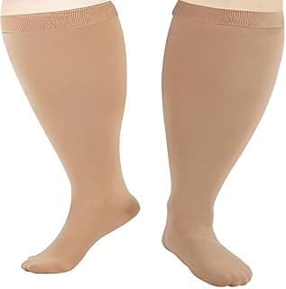 Meia de Compressão Grande Plus Size Compressão Graduada Média 20-30mmHg 3/4 Para Varizes Endemas Trombose e Pernas Inchadas