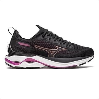 Tênis de Corrida Mizuno Wave Mirai 7 Feminino Preto e Rosa com Sola Branca
