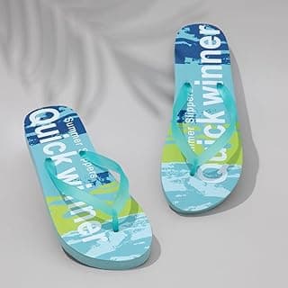 Chinelo fino feminino estampado verão férias praia piscina sandália tanga azul e verde