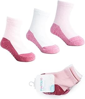 Kit Meia Pimpolho Bebe Antiderrapente Número 21 ao 25, Kit com 3 Pares de Meias Lisas Infantil, Base Escura,Algodão e Elastano, Tamanho 1 a 3 anos