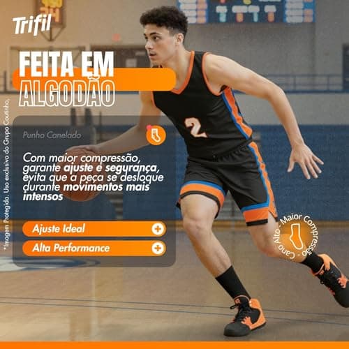 TRIFIL Kit 6 Pares Meia Esportiva Cano Longo Atolhada Calcanhar Verdadeiro Adulto, 6 Preto, 39-43