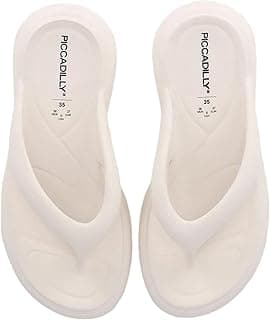 Sandálias de dedo Piccadilly brancas, tamanho 35, fundo branco, design minimalista