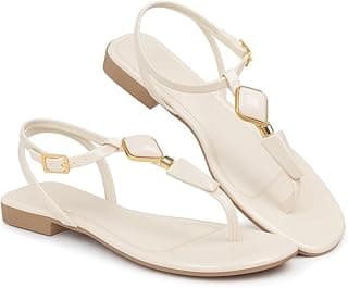FERENZO Sandália Feminina Rasteira Saltinho T-Strap Pedrarias, Salto Baixo, Leve Macia Confortável