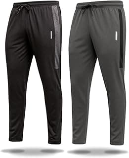 Genérico Kit 2 Calças Masculinas Esportivas Slim Fit, Dry-Fit, Preto e Cinza Mescla, com Detalhe Lateral