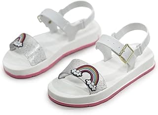 Generic Sandália Infantil Arco-Íris Menina Glitter Fivela Leve