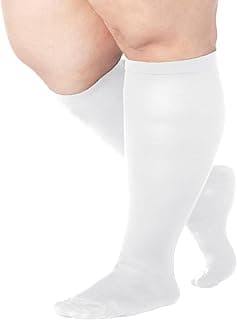Meia de Compressão Grande Plus Size Compressão Graduada Média 20-30mmHg 3/4 Para Varizes Endemas Trombose e Pernas Inchadas