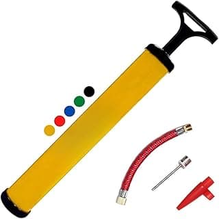 Bomba de Ar Manual Portátil – 23,5 cm – Com Mangueira e 2 Bicos – Ideal para Bolas, Brinquedos e Colchões Infláveis – Cores Sortidas