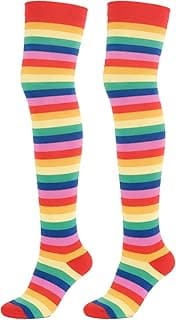 J COLOUR Meias Femininas Até Joelho Meias de Coxa, Com Listrada Colorida Festas & Casuais