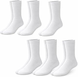 Genérico Kit 6 Pares Meias Cano Médio Alto Conforto e Resistência Algodão Poliéster Elastano Respirável Costura Reforçada Para Esportes Academia e Dia a Dia Veste BR, Numérico,40, 46.