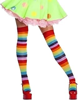 Genérico Meia 7/8 Longa Listrada Adulto: Festa Fantasia Cosplay Dança Halloween
