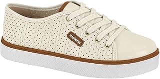 Tênis feminino Moleca branco com cadarço e palmilha acolchoada