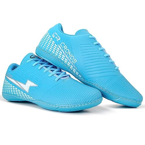 Chuteira Cronos Futsal Sola Costurada Futebol de Salão Masculino Feminino (Azul Celeste, BR, Adulto, Numérico, 41)