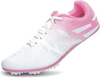 Tênis esportivo Ifrich Novo para corrida com spikes, branco e rosa, ideal para 100-400 metros