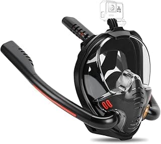 Mascara de Mergulho com Suporte para Câmera, Snorkel Adulto, Máscara de Mergulho Full Face Snorkel Duplo para Aventuras Subaquáticas E Mergulhos
