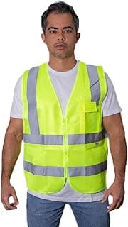Colete de Segurança Refletivo, 4 Bolsos, Faixas Refletivas, Fechamento com Zíper, Poliéster