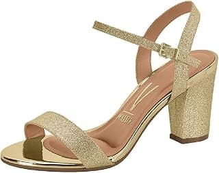 Sandália Feminina Salto Quadrado Mini Glitter Dourado Vizzano 6262.474
