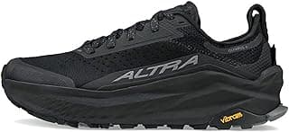 Tenis de corrida ALTRA Olympus 6 Trail preto com logo branco e detalhes em Vibram