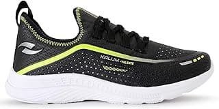 Tênis de corrida Kalum Valente preto com detalhes em amarelo fluorescente e cinza