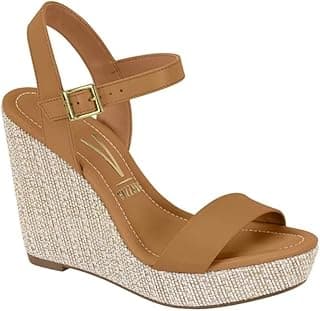 Sandália Anabela Feminina Vizzano Plataforma 62832000 Cor:camel;tamanho:34