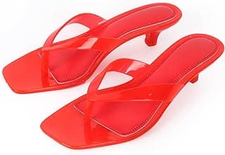 FIFSY Jelly Kitten Heel Flip Flops for Women Clear Square Open Toe Sandálias de salto baixo sandálias de salto baixo sem cadarço sapatos de salto transparente