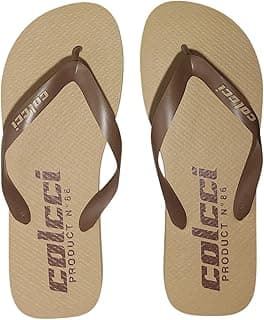 Chinelo Masculino Logo Colcci, bege com tiras marrons